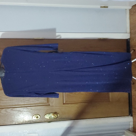 JS Collections Women's Purple Violeta Metallic Gathered Cocktail Midi Dress - Picture 7 of 15